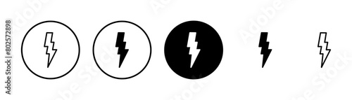 Lightning icon vector isolated on white background. Bolt icon vector. Energy and thunder electric icon