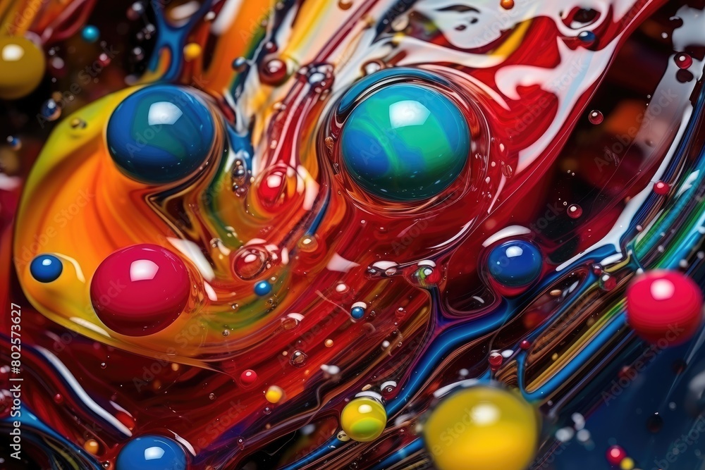 Vibrant abstract glass spheres and shapes