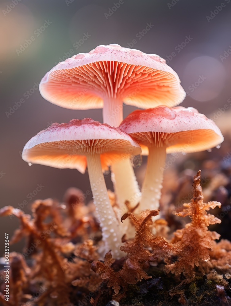 Vibrant mushrooms growing in the forest Vibrant mushrooms growing in the forest
