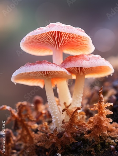 Vibrant mushrooms growing in the forest