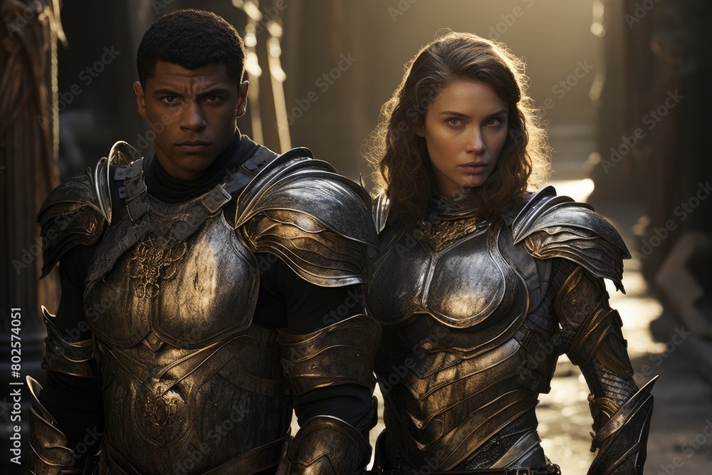 Warrior couple in fantasy armor Warrior couple in fantasy armor