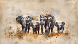 A group of elephants walking together in a field