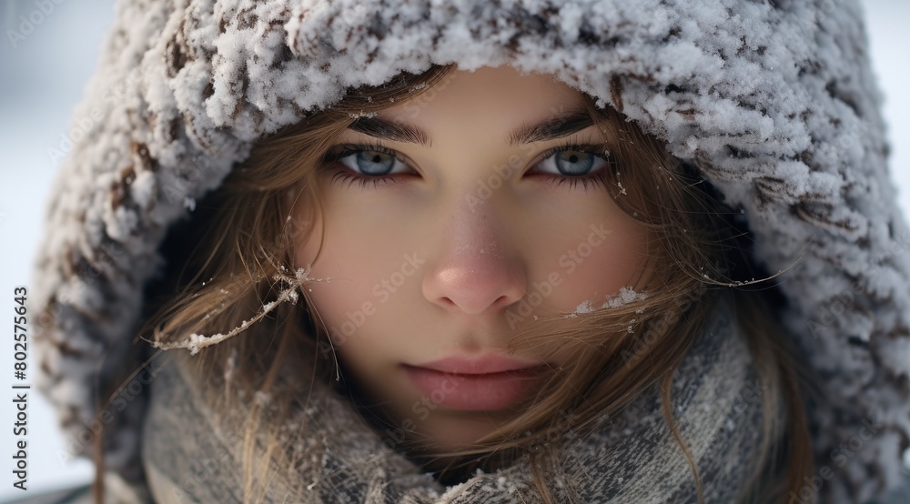 Captivating winter portrait of a young woman Captivating winter portrait of a young woman