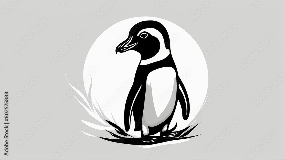 Obraz premium African Penguin minimalist logo with a white background