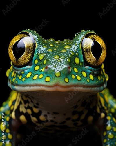 Close-up of a colorful frog with large eyes