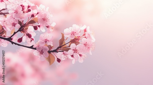 Delicate pink cherry blossoms in spring