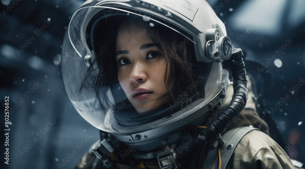 Astronaut in snowy space exploration Astronaut in snowy space exploration