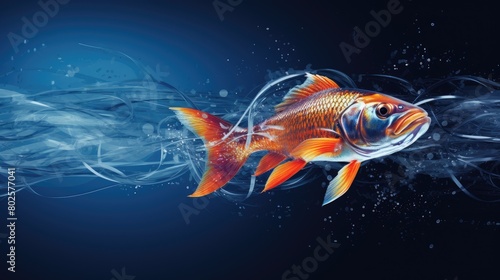 Vibrant Koi Fish Swimming in Underwater Dreamscape