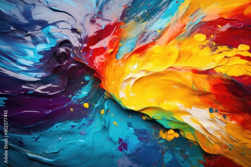 Vibrant abstract art background with colorful paint splashes