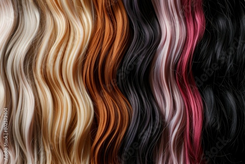 Shiny  natural hair extensions in various colors