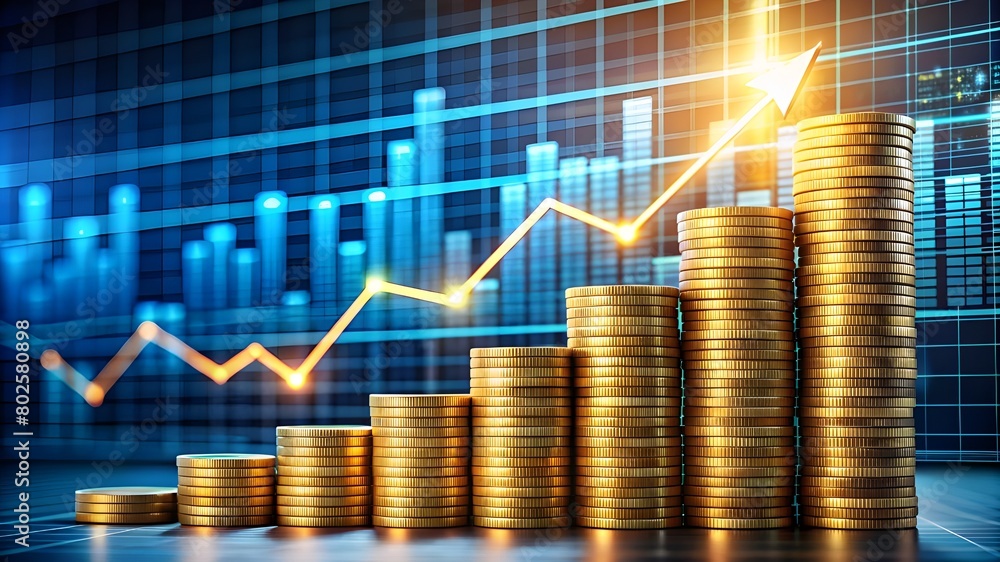 Growth finance business money financial investment on economy banking management concept 3d background coin graph stock chart profit exchange currency digital economic trade analysis strategy diagram. Growth finance business money financial investment on economy banking management concept 3d background coin graph stock chart profit exchange currency digital economic trade analysis strategy diagram.