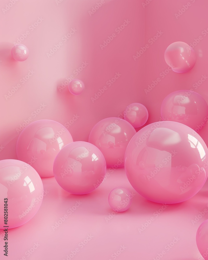 Pink glossy spheres on a pink background. Pink glossy spheres on a pink background.