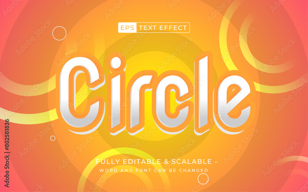 geometric 3d editable text effect. circle text use for banner
