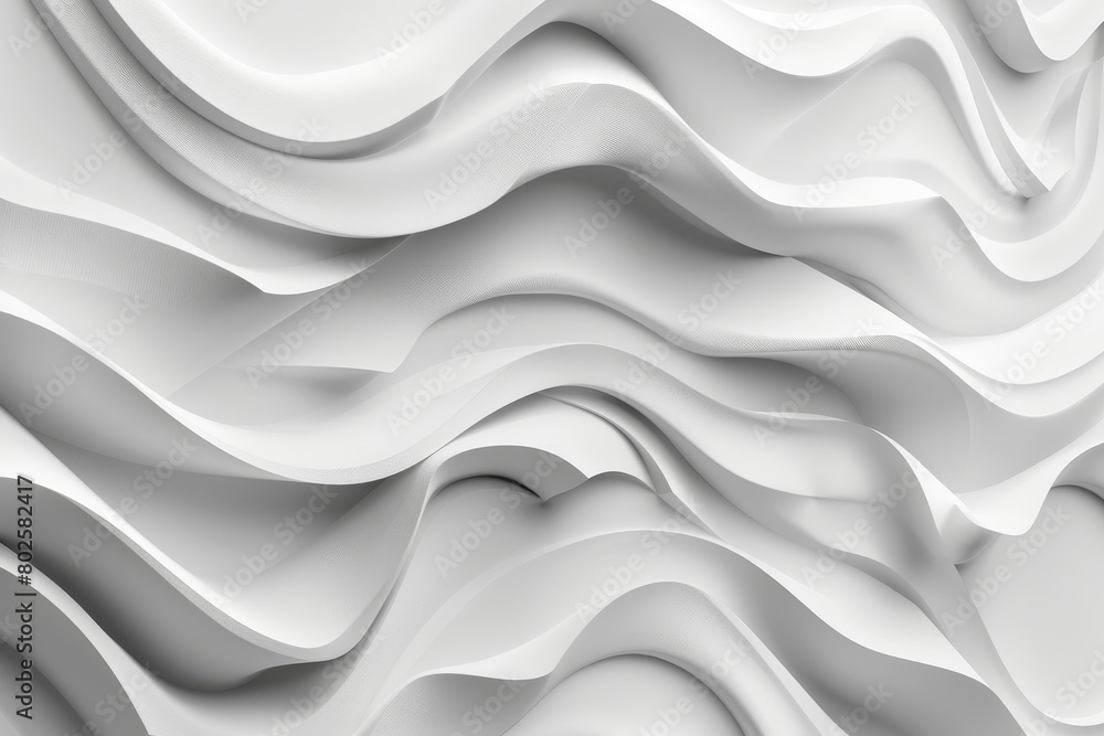 Obraz premium Abstract white 3D wavy background.