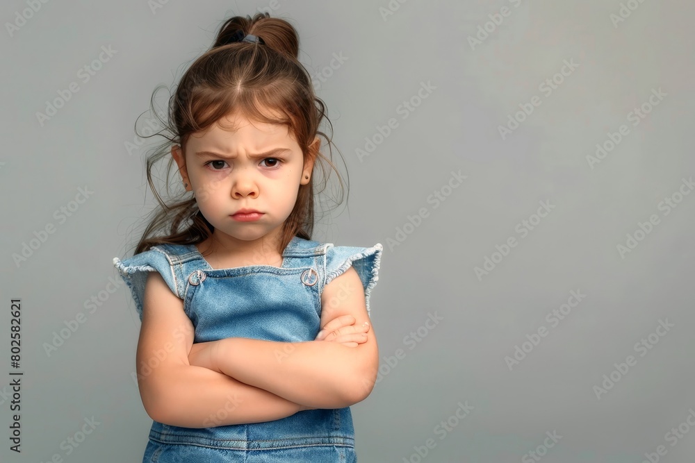 An offended little girl with her arms crossed. An offended little girl with her arms crossed.