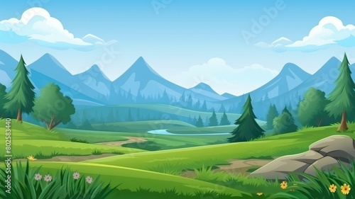 eamless country landscape  perfect for side-scrolling adventure games  with lush fields and rolling hills