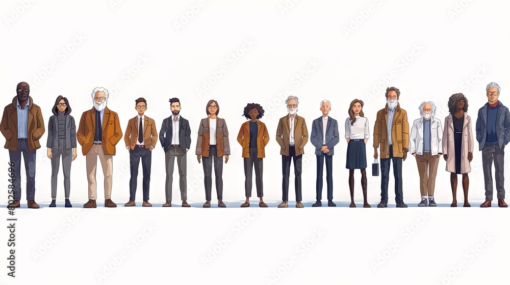 Diverse Group of Professionals in Casual and Formal Wear Standing Together Diverse Group of Professionals in Casual and Formal Wear Standing Together
