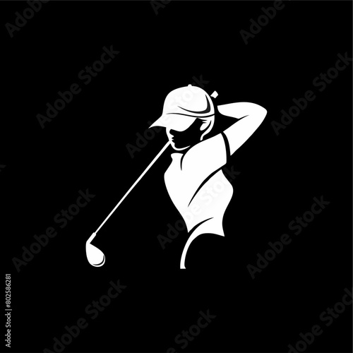 simple golf logo, modern black and white design