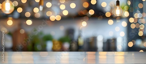 Kitchen interior with a blurred view and bokeh effect.