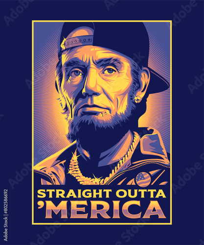 Straight outta America Parody Vintage Illustration 
