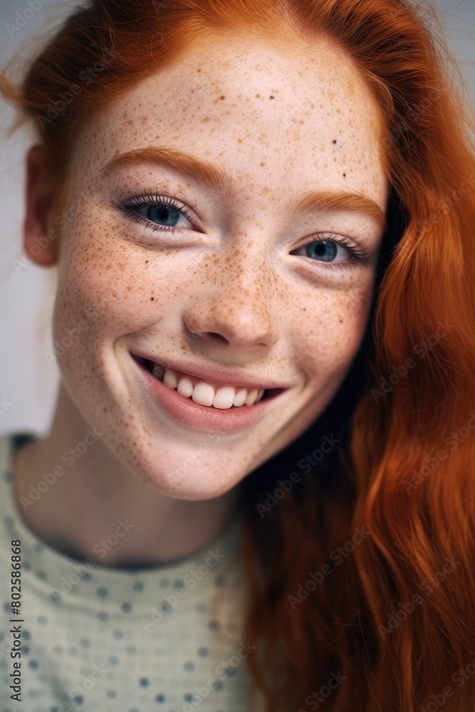 Smiling redhead with freckles Smiling redhead with freckles