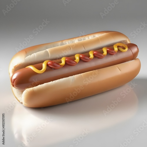 a 3D image of a hot dog with white background,