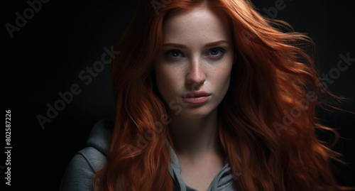 Intense redhead with piercing gaze