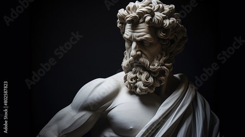 Dramatic sculpture of an ancient greek god