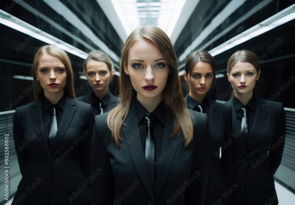 Serious business women in black suits Serious business women in black suits