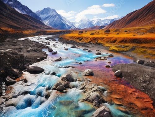 Stunning mountain landscape with colorful river