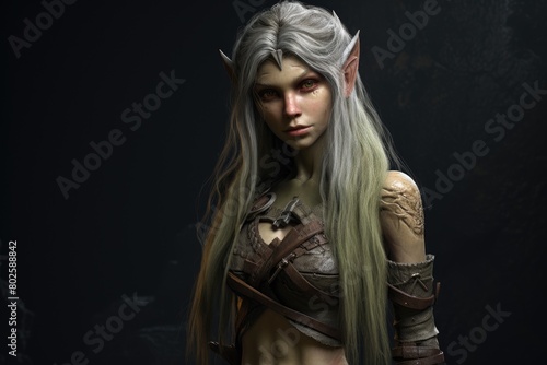 Fierce fantasy warrior with long silver hair