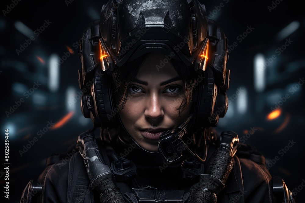 Fototapeta premium Futuristic soldier in combat gear