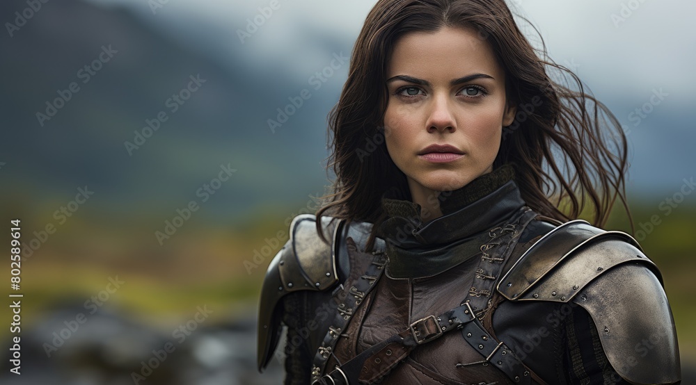 Determined warrior woman in the wilderness Determined warrior woman in the wilderness