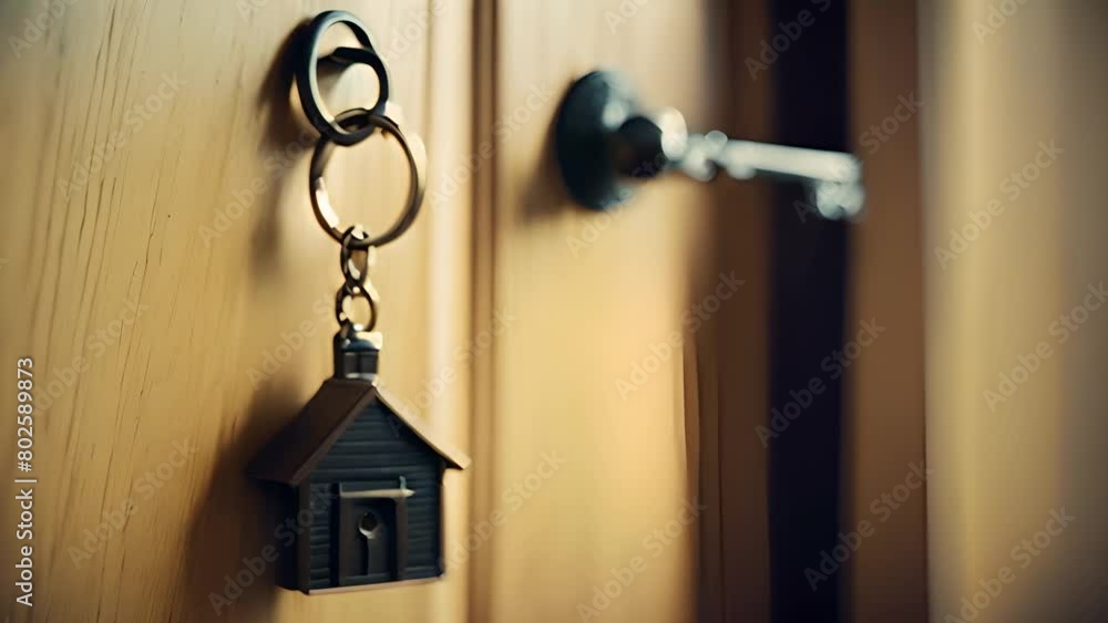 House Key Hanging From Door Handle Generative AI House Key Hanging From Door Handle Generative AI