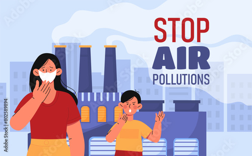 Stop air pollution vector poster