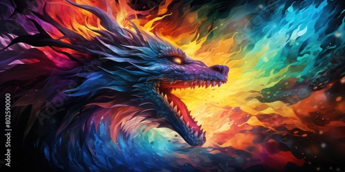 Majestic fantasy dragon breathing fire © Balaraw