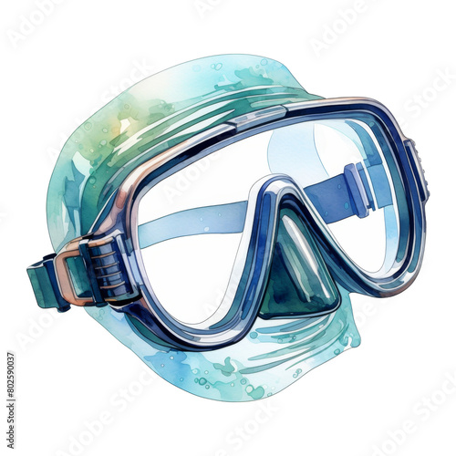 Snorkeling mask Isolated Detailed Watercolor Hand Drawn Painting Illustration