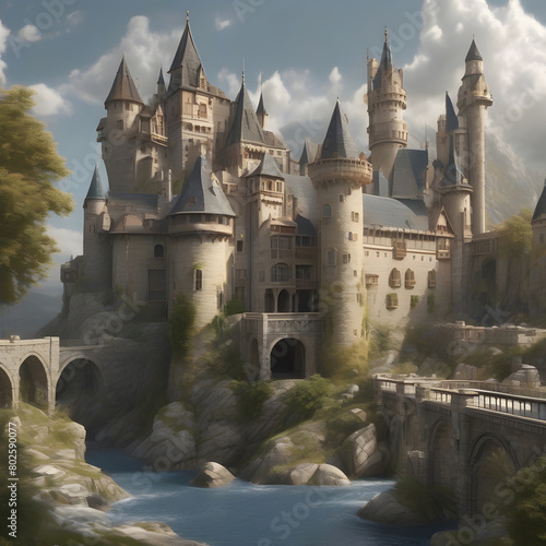 an amazing realistic castle view with intricate details and super high quality detail
