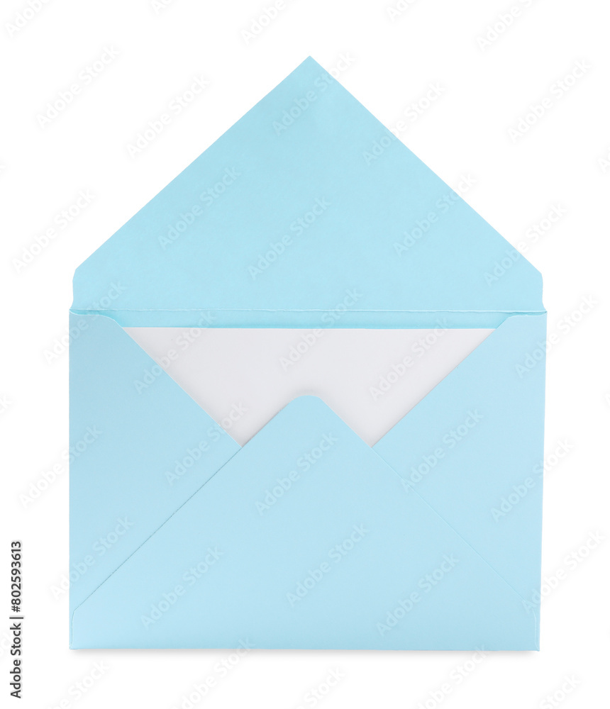 Letter envelope with card on white background Letter envelope with card on white background