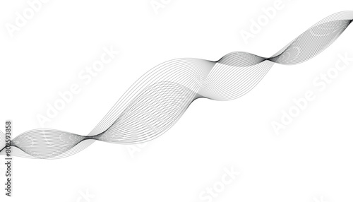 Wave lines smooth flowing dynamic isolated on white background. Technology, digital, communication, science, music concept vector background illustration