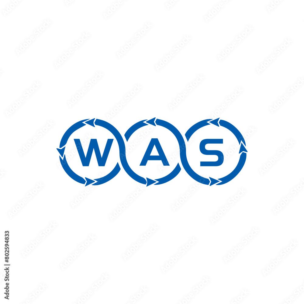 WAS set ,WAS logo. W A S design. White WAS letter. WAS, W A S letter logo design. Initial letter WAS letter logo set, linked circle uppercase monogram logo. W A S letter logo vector design.	