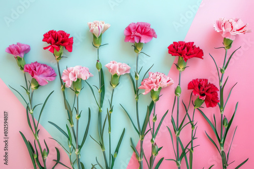 carnation flowers in pink and red for Mother's Day love gift