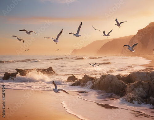 seagulls on the beach © ART Forge