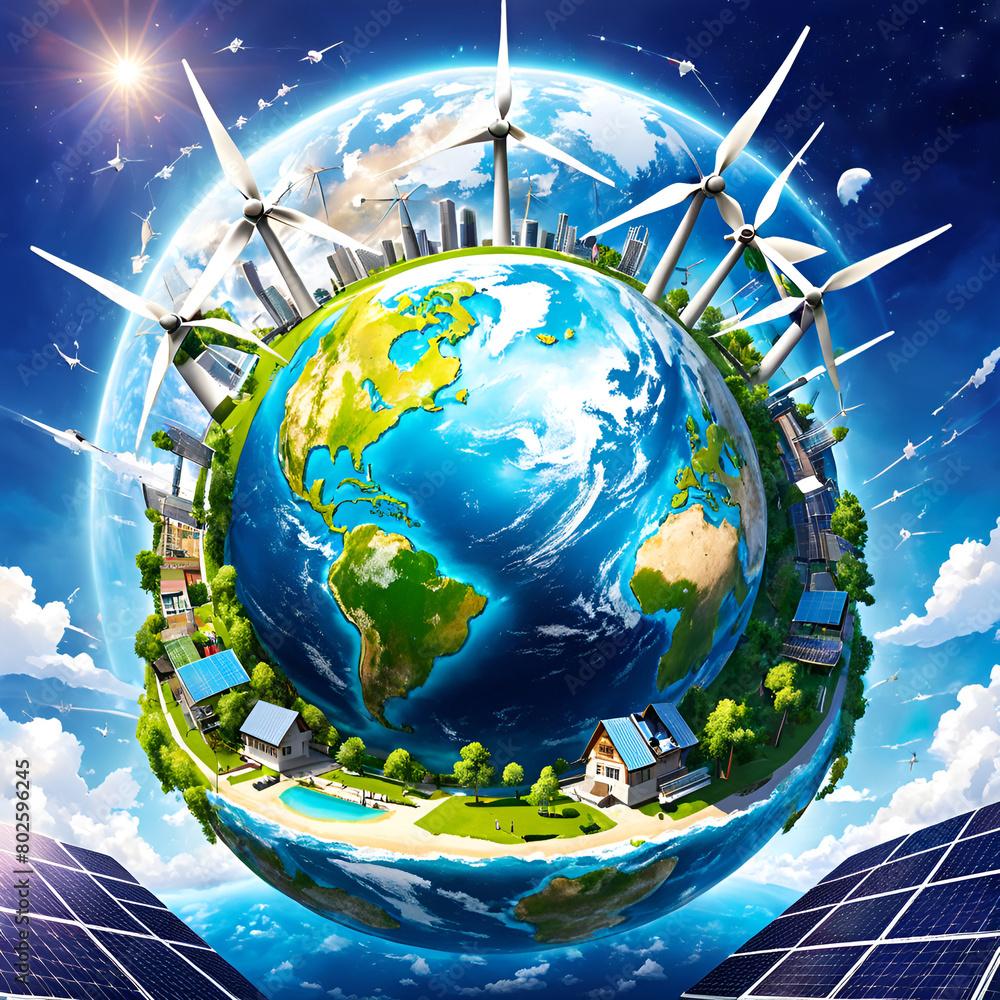 Naklejka premium earth with panels