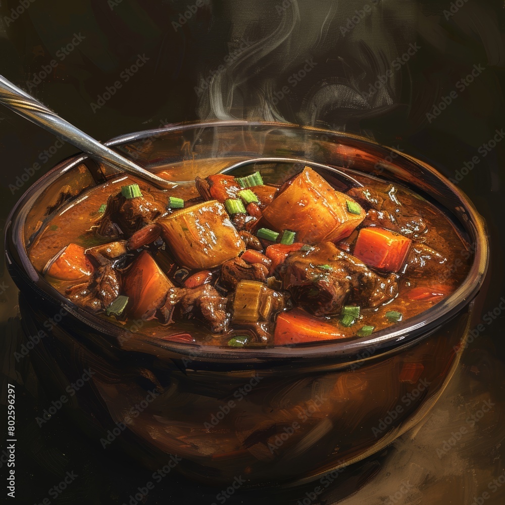 finished stew served hot in a bowl finished stew served hot in a bowl