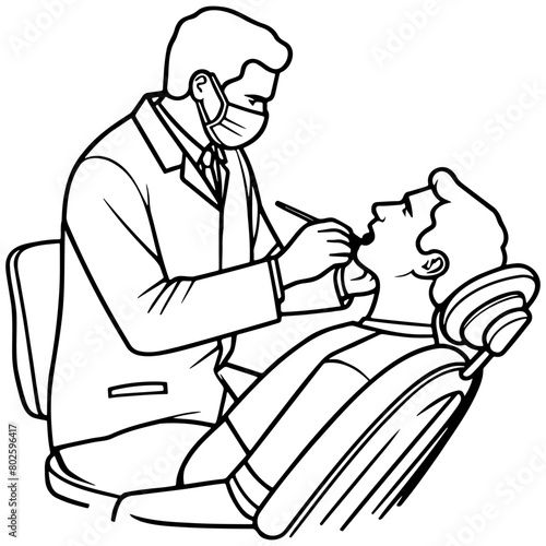 Dentist Diagnosing a Patient Illustration.