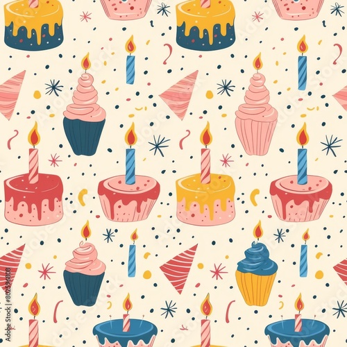 Simple Seamless Birthday Themed Pattern  