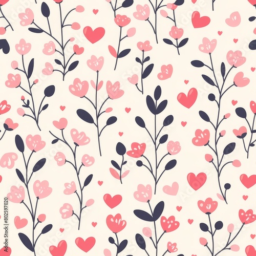 Simple Seamless Cute Valentine's Day Pattern in Light Pink