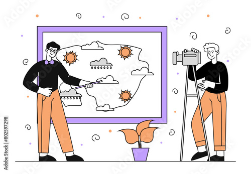 Weather forecast show vector linear