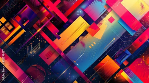 Colorful Abstract Background With Squares and Lines